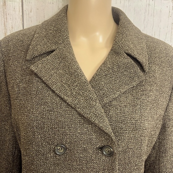 Sahza Wool Blend Double Breasted Blazer Size 12 Brown and Tan - Picture 5 of 12